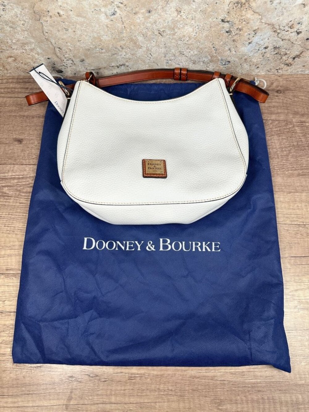 Dooney & Bourke Small Kiley Hobo White Pebble Leather Shoulder Bag R1690 NWT